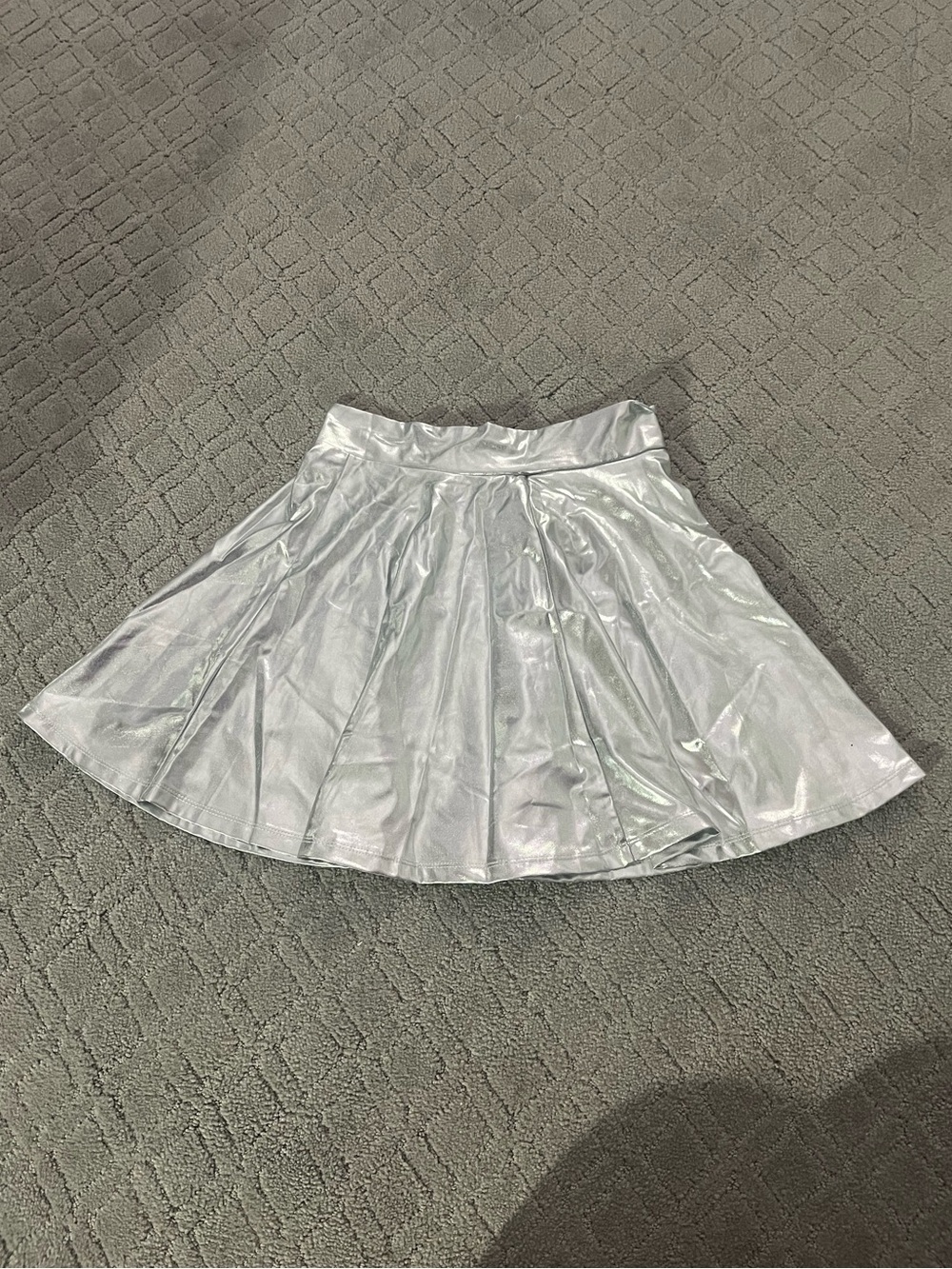 Silver Metallic Pleated Skater Skirt